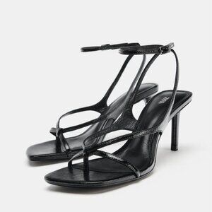 ZARA LEATHER HEELED SANDALS